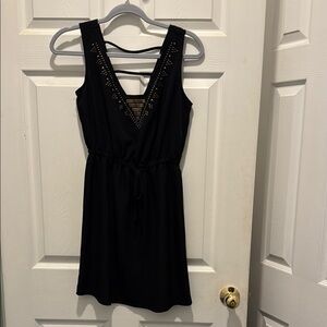 BeBop‎ Black V-Neck Backless Sundress stretch waist